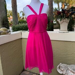 NWT David's Bridal Strapless Fuchsia Dress Sz 4 Back zipper closure